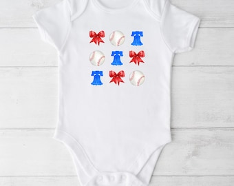 Body Philadelphia Baseball Coquette | Kokarda Phillies | Koszulka dla malucha | Prezent dla dziecka | Mecz baseballowy Philly | Phanatic
