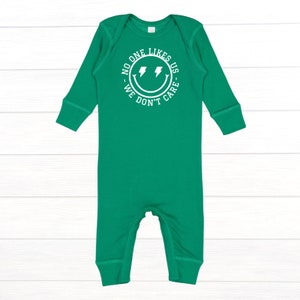 No One Likes Us We Don&#39;t Care Long Sleeve Bodysuit Coverall Philadelphia Eagles Green | Gender Neutral | Philly Football