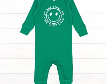 No One Likes Us We Don't Care Long Sleeve Bodysuit Coverall Philadelphia Eagles Green | Gender Neutral | Philly Football