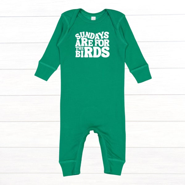 Sundays Are For the Birds Long Sleeve Bodysuit Coverall Philadelphia Eagles Green | Gender Neutral | Philly
