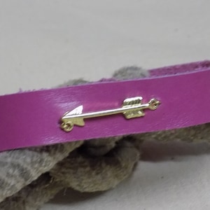 Hot Pink Leather Bangle Bracelet with Gold Arrow Charm