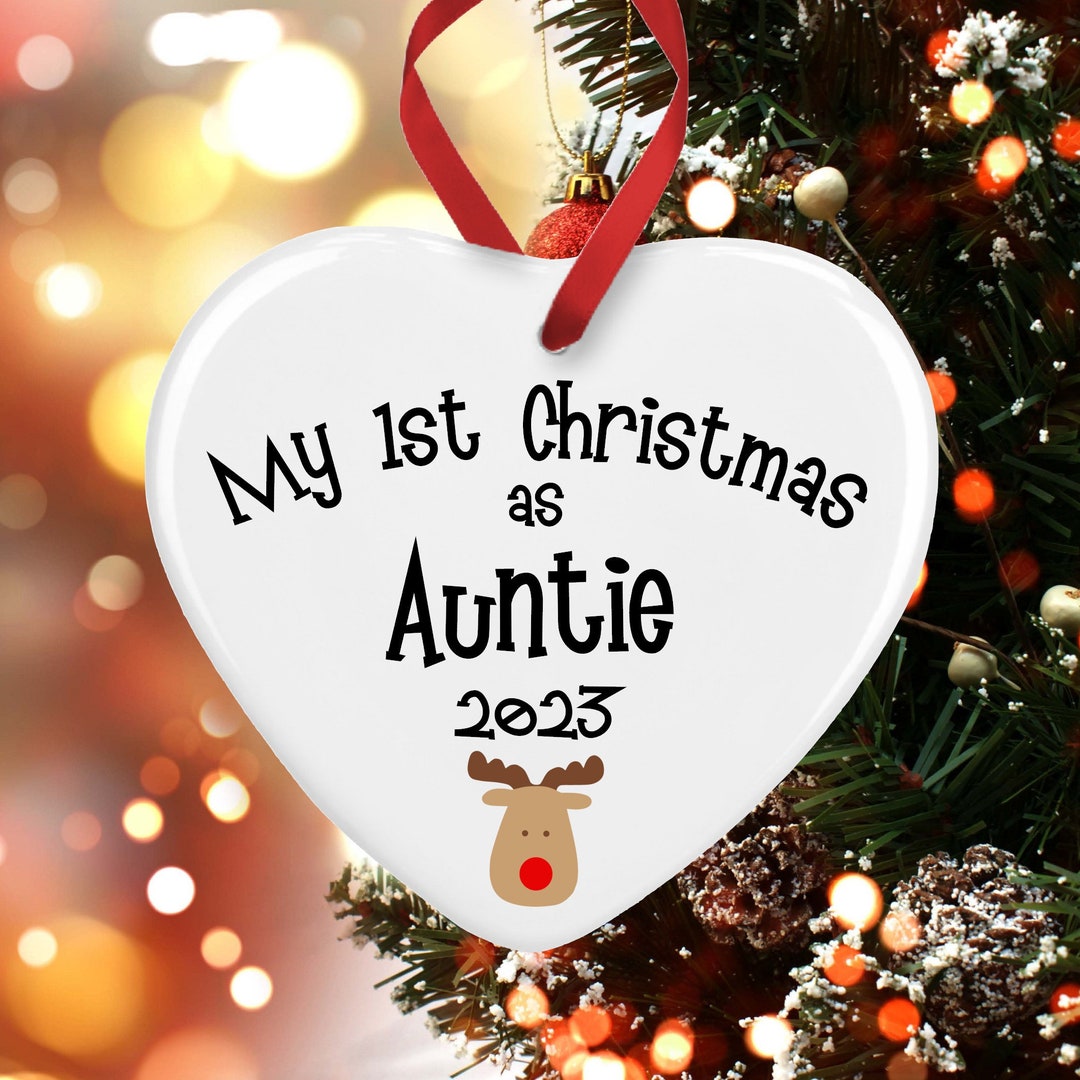 My First Christmas as Auntie Reindeer Tree Decoration Baby - Etsy UK