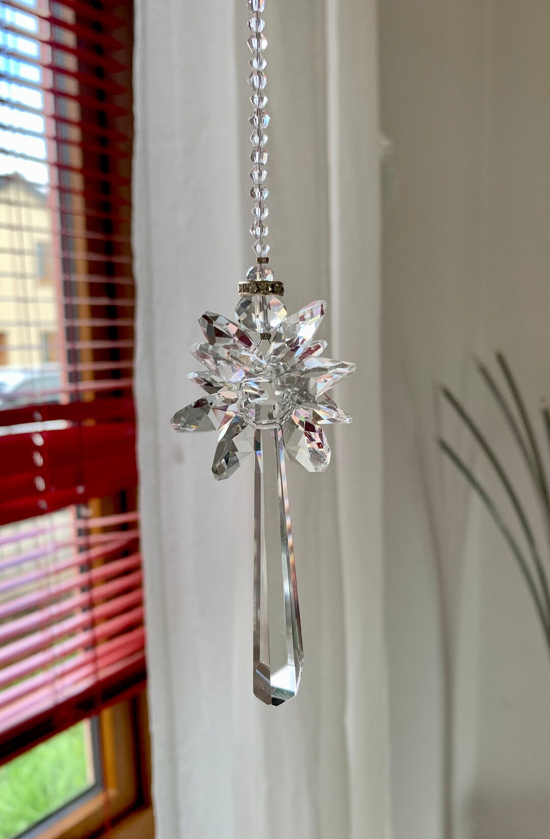 Cristallo Portafortuna Per Auto QF - Angelo Custode Suncatcher - K9 Rainbow Cristallo - Pendente Da Retrovisore 21,6 Cm - 3