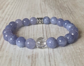 Angelite Bracelet with Rock Quartz: Spiritual Gemstone Jewelry