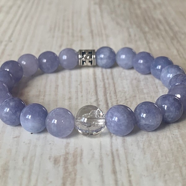 Attract Angels Bracelet, Angelite, Rock Quartz, Spirituality, Faith Bracelet, Angelic Realm, Guardian Angel, Gemstone Spiritual Bracelet,