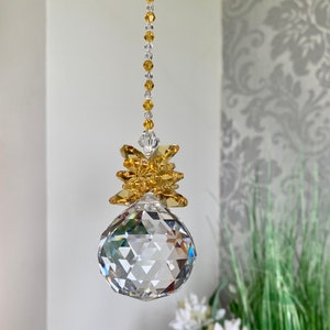 Crystal Ball, Guardian Angel, Hanging Crystal Suncatcher, Yellow Crystal, Window ornament, Feng Shui, Rainbow, Positive Energy, meditation
