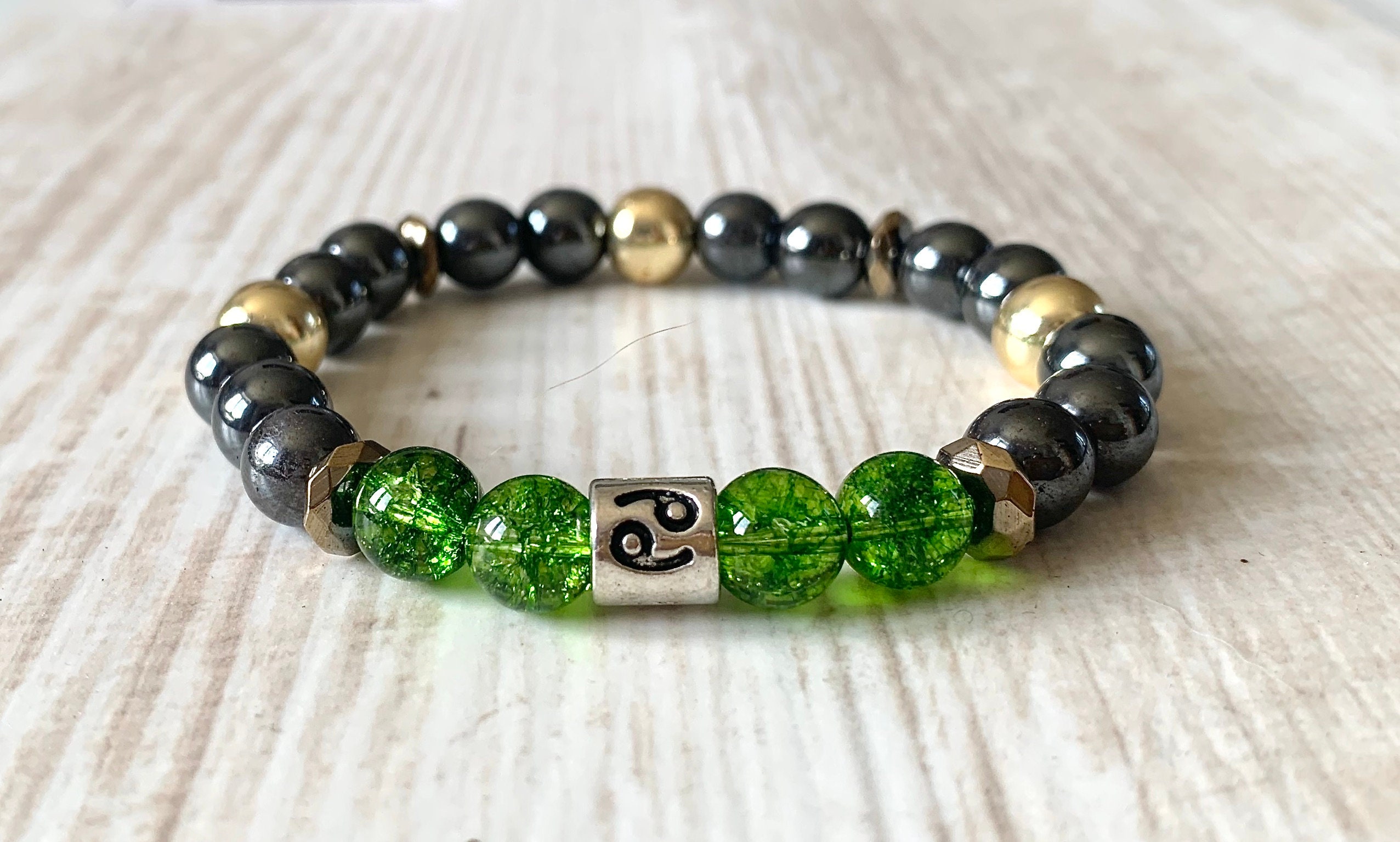 Zodiac Hematite Peridot Gemstone Mala Bracelet,Birthstone Bracelet,Men mala  bracelet,Boho Bracelet,Japa Mala,Reiki Healing Bracelet,Yoga