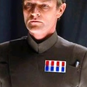 May include: A man wearing a dark green military uniform with a black cap and red, white, and blue rank insignia.