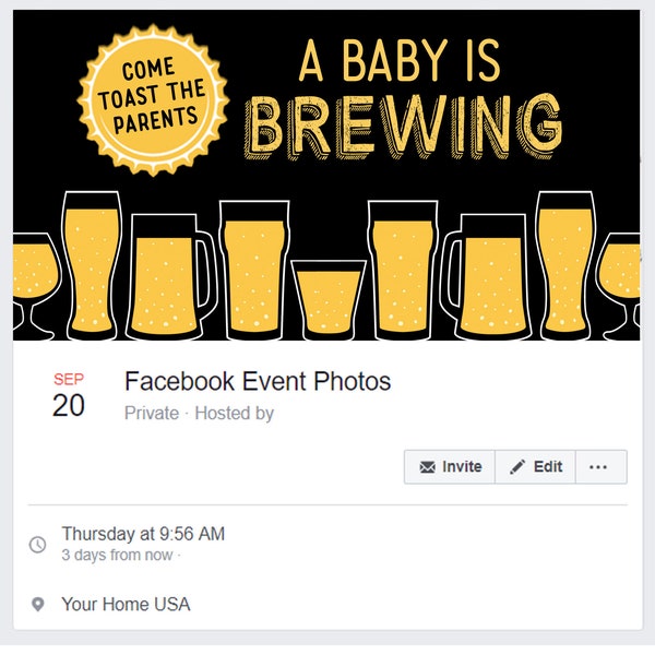 Baby is Brewing Baby Shower Facebook Event Beer Baby Shower Facebook Cover Photo Instant Download Unisex Baby Shower couples Baby Shower