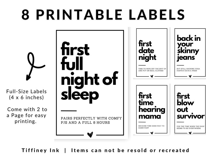 8 New Mom Printable Wine Labels Mommy Milestone Wine Labels Black White