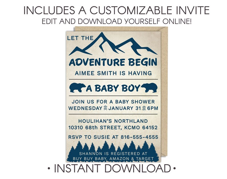 camping baby shower invitations