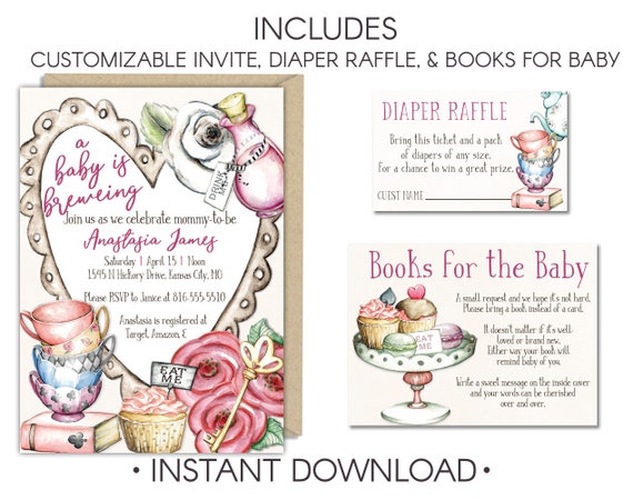 baby sprinkle tea party invitations