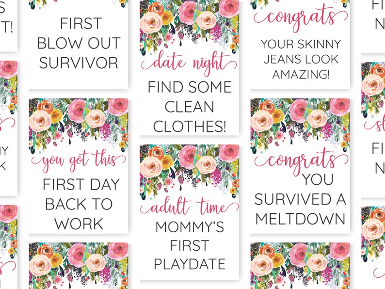 New Mom Printable Wine Labels Mommy Milestone Wine Labels Floral Wine ...