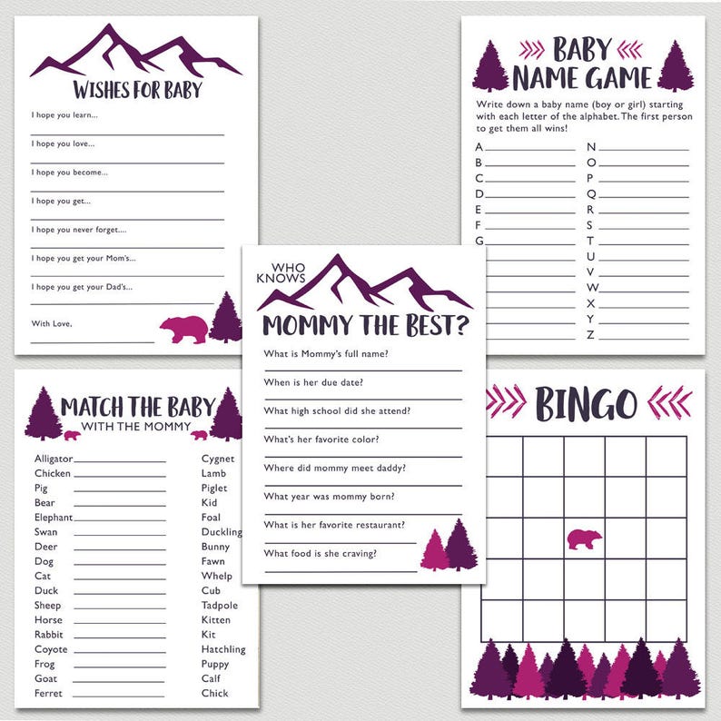 Baby Shower Games Camping Shower Mountains Hiking Baby Shower Etsy