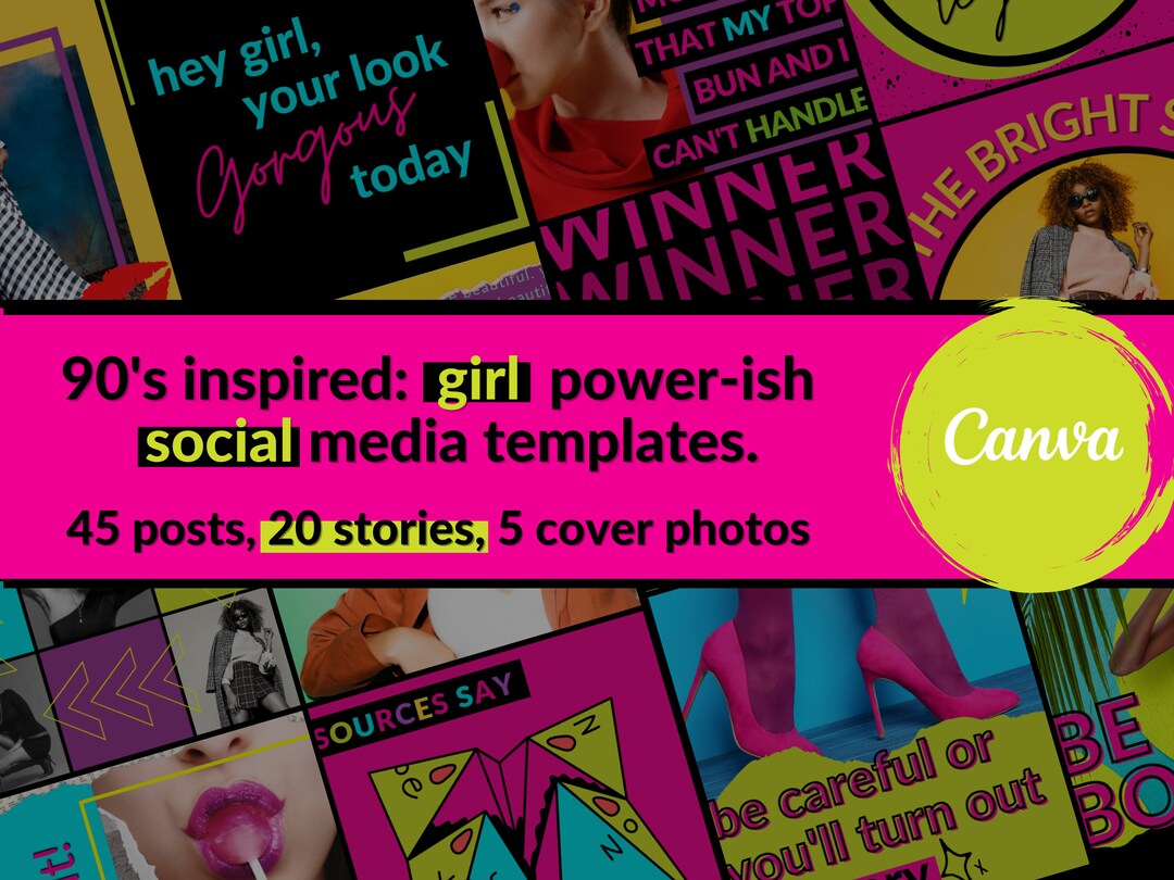 90s Bright Instagram Post Templates Canva | Engagement Instagram ...