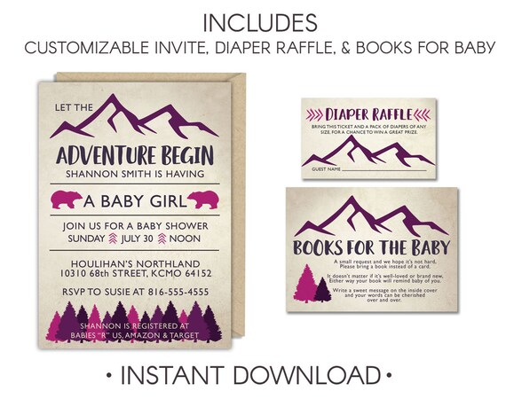 wilderness baby shower invitations