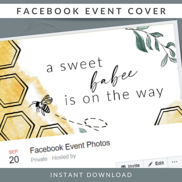 Bee Baby Shower Facebook Cover Photo, Unisex Babee Shower Invite