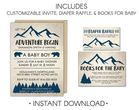 camping baby shower invitations