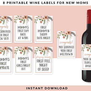 New Mom Printable Wine Labels | Mommy Milestone Wine Labels | Mom Mini ...