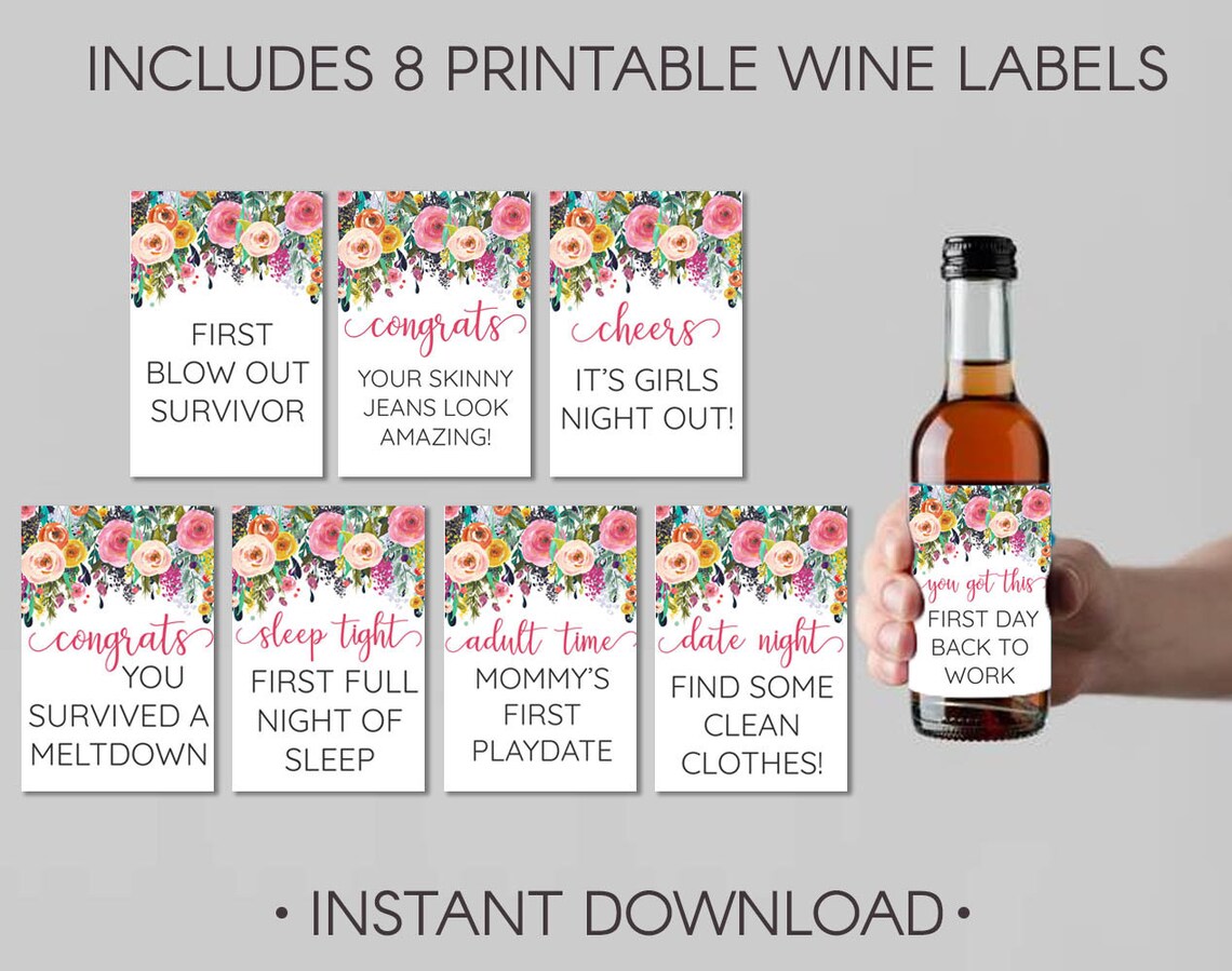 New Mom Printable Wine Labels Mommy Milestones New Mom Gift | Etsy