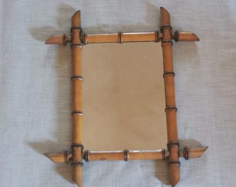 Spiegel antik Bambus Frankreich vintage Holz rechteckig Wandspiegel
