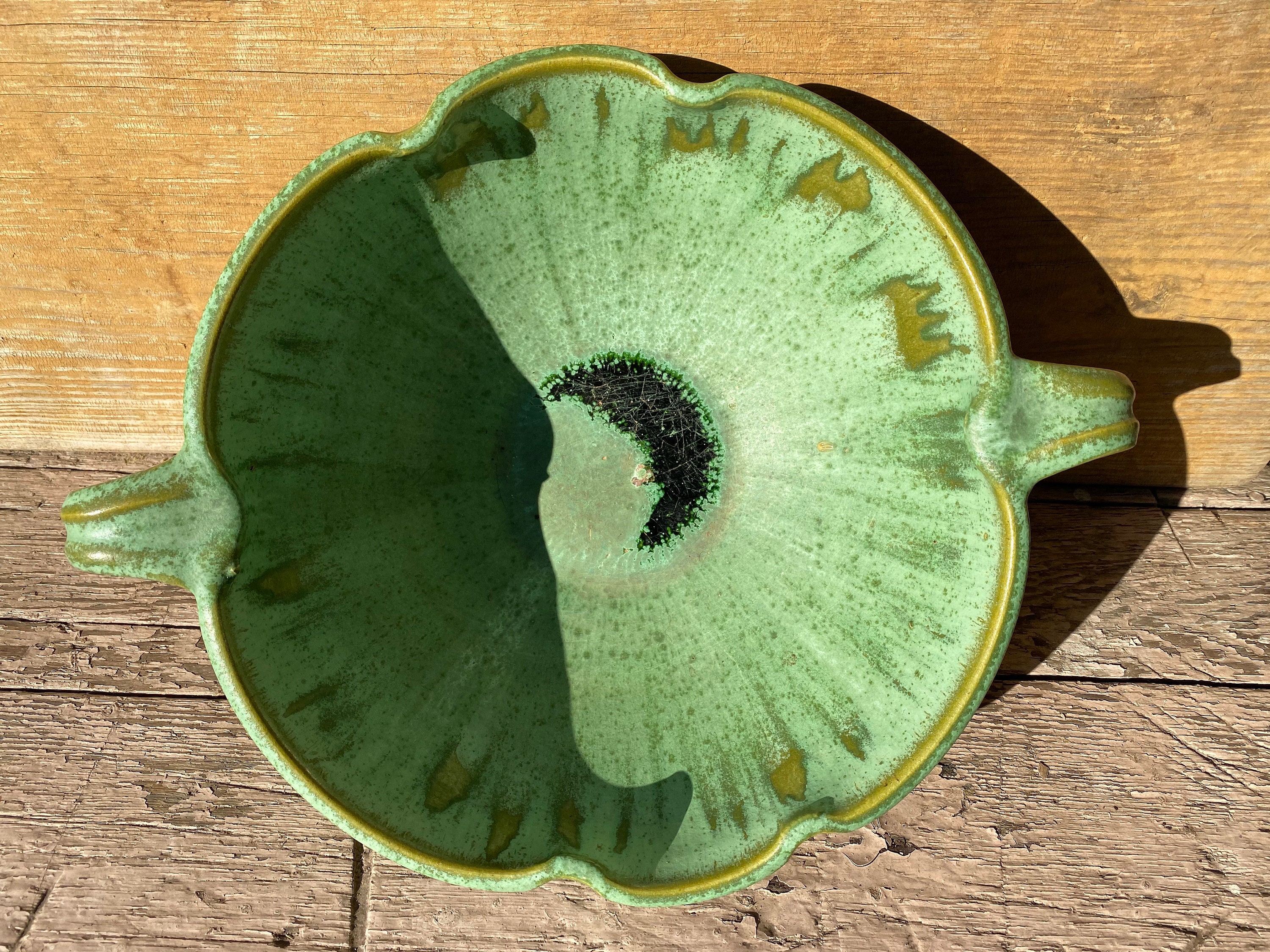 JB Cole Crystal Green Drip Glaze Handled Bowl W123 Waymon Etsy