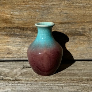 Pisgah Forest Pottery Small Pink and Teal Vase