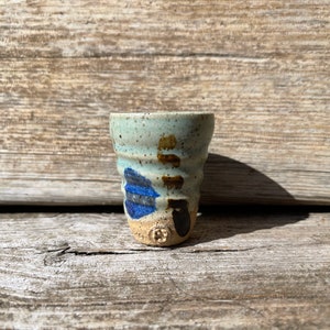 Small Pottery Sake or Shot Glass or Tea Cup Yunomi w Chop