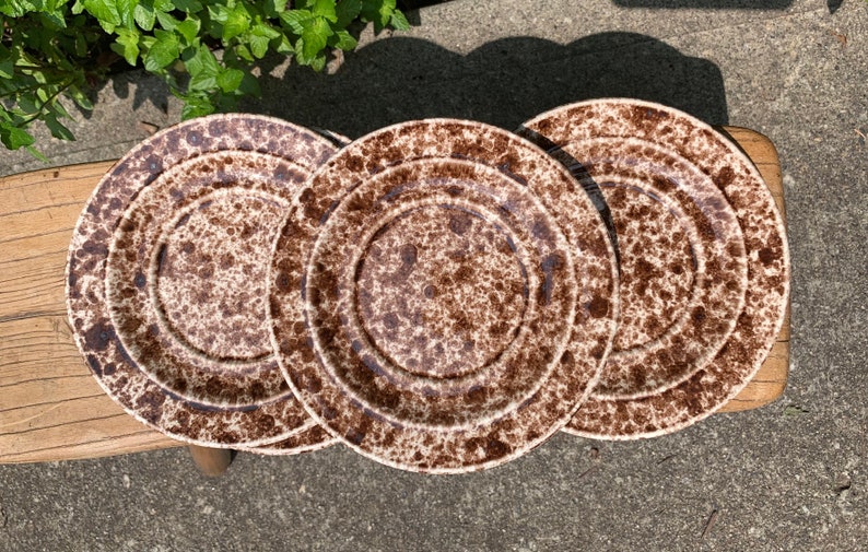 Set of 4 Homer Laughlin Splatter Brown 6 14 Saucers
