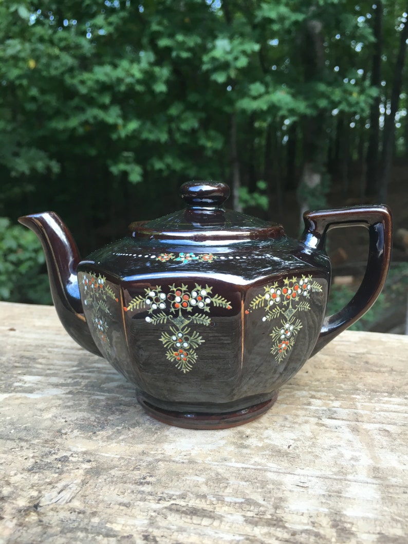 Vintage Japan Redware Small Teapot Etsy