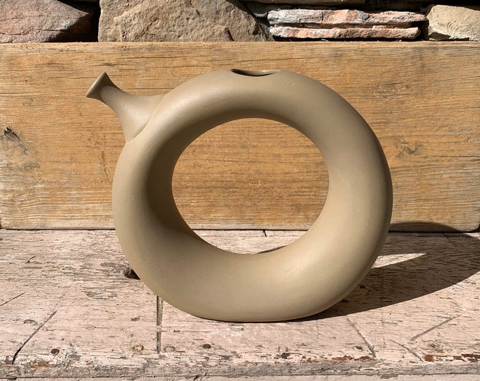 8 Hartstone Pottery Ring Jug With Tan Bisque Finish Etsy
