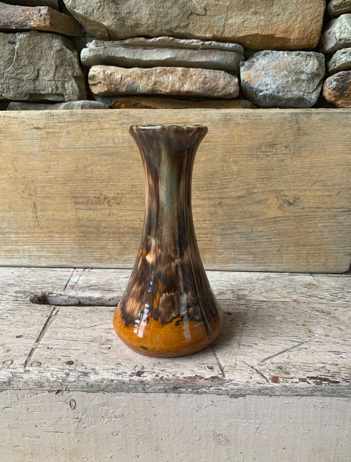 Brush McCoy Pottery Brown Onyx Vase 064 Great Blues in Glaze | Etsy