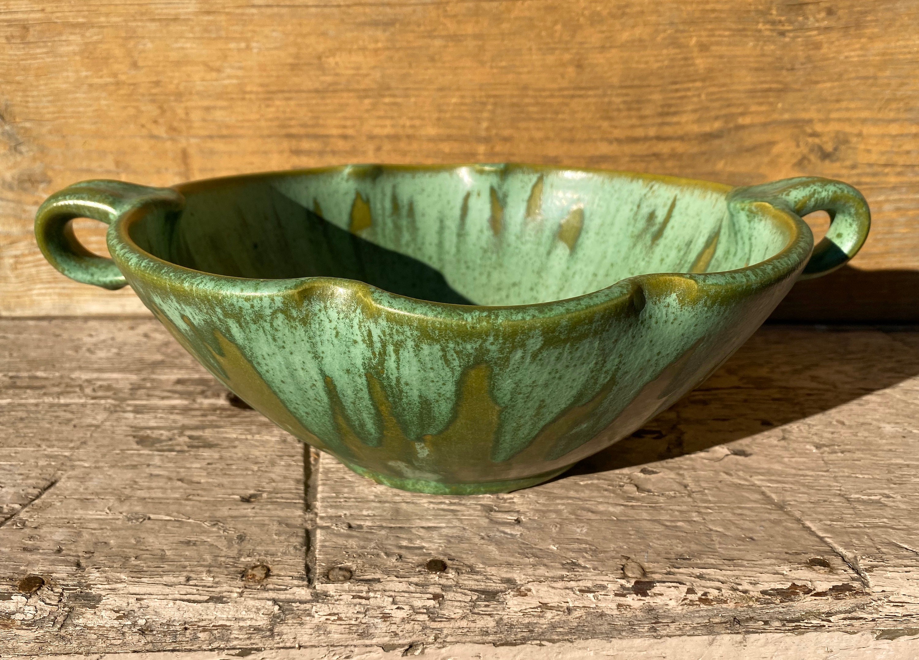 JB Cole Crystal Green Drip Glaze Handled Bowl W123 Waymon Etsy