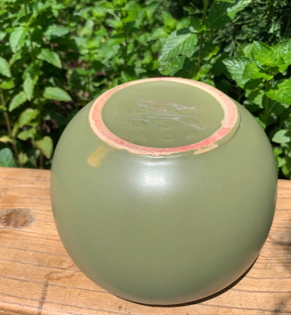 Mccoy Floraline 404 Green Small Flower Bowl Round Planter Pot Vase