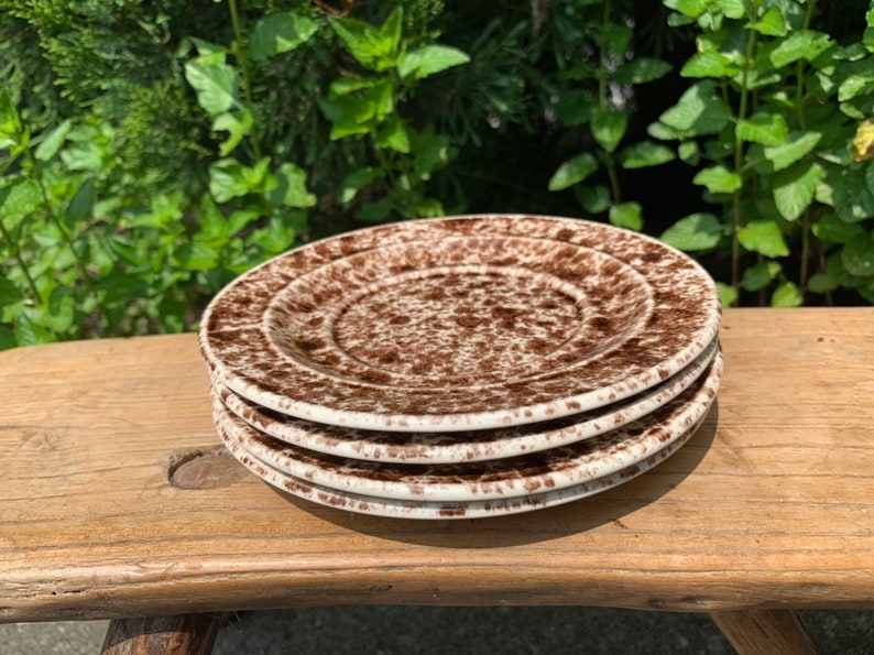 Set of 4 Homer Laughlin Splatter Brown 6 14 Saucers