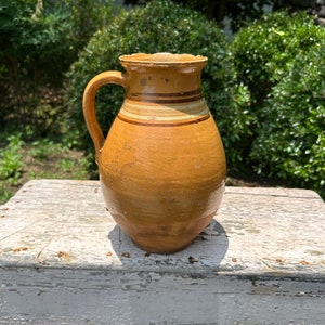Hungarian (?) Preserve Pitcher with White and Brown Rings on Neck