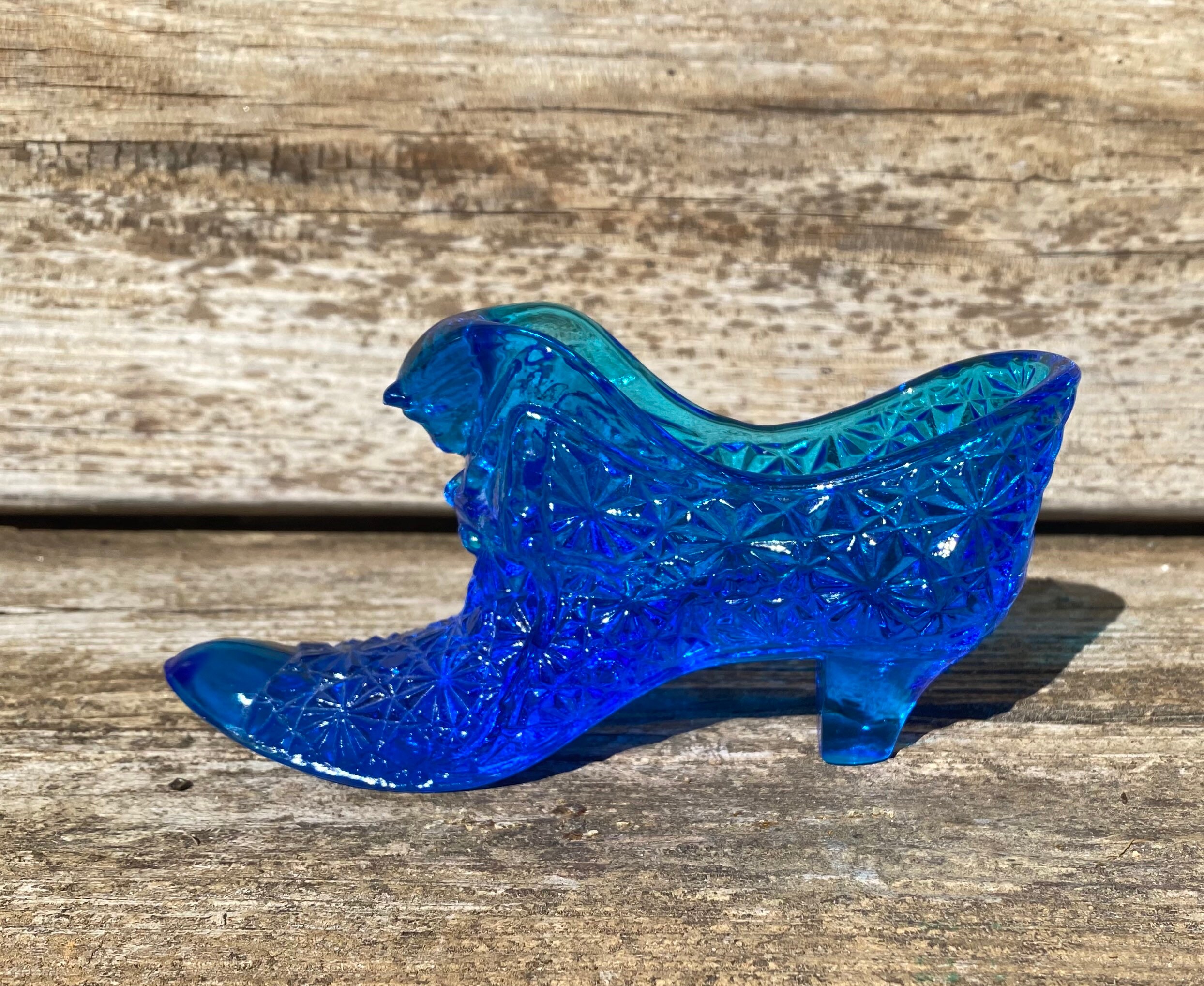 Brilliant Blue Fenton Glass Ladys Slipper Shoe Heel | Etsy