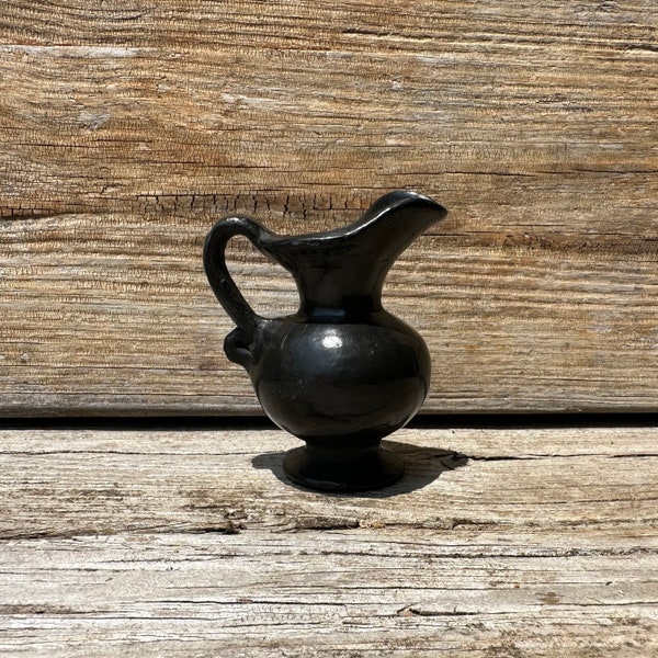 Miniature Black Pottery Vase Ewer Unmarked