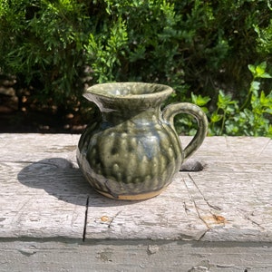 Unsigned Alabama Stoneware Green Drip Small Pitcher Likely Norman Smith