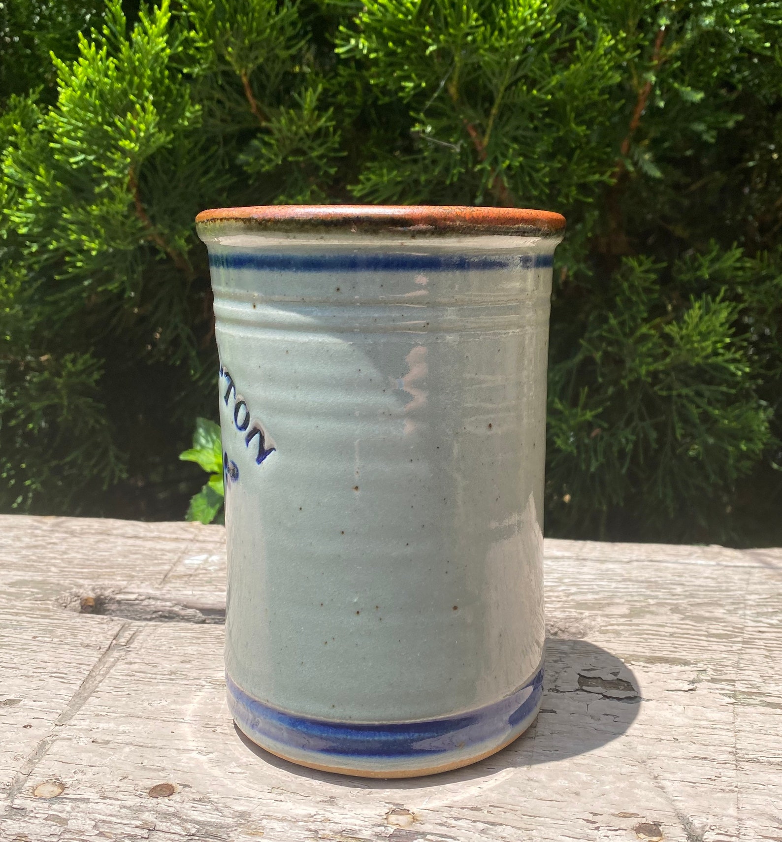 Blue and White Pottery Mug Northampton PA signed by Dan Harvey Etsy