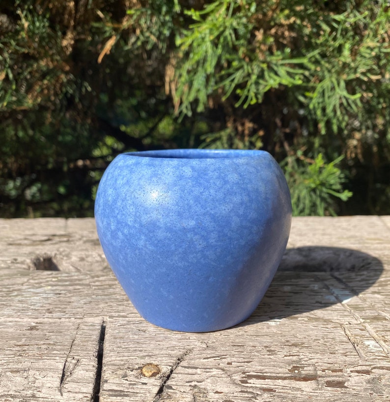 Broadmoor Pottery Co Small Blue Speckled Vase Denver Colorado Etsy