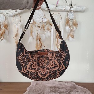 Hobo Bag "Autumn Star", Tasche, Mandala, vegane Tasche, Hippie Tasche, Boho, Geschenk für sie, Yoga, Mandala Bag, Geschenkidee, Leder Tasche