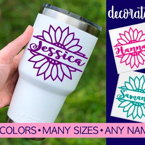 Floral Name Decal Yeti Tumbler Laptop Phone Car 