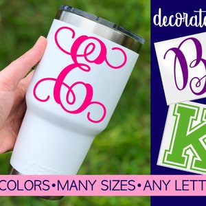 Vinyl Letter Decal for any cup, tumbler, water bottle, thermos. Personalized with your choice of size, letter, font & color 5LN7Y image 1