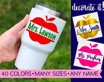 Teacher Decals for Yeti | Apple Name Decal | Teacher Decal 5SL8Y