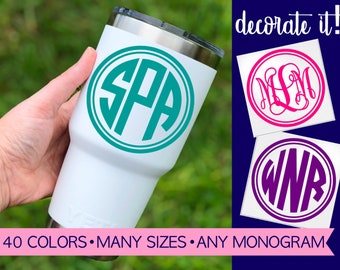 Personalized Monogram Vinyl Decal, DIY Vinyl Stickers, Initials Tumbler Cup Decals, Yeti Cup Decal, RTIC Monogrammed Vinyl 5MG4Y