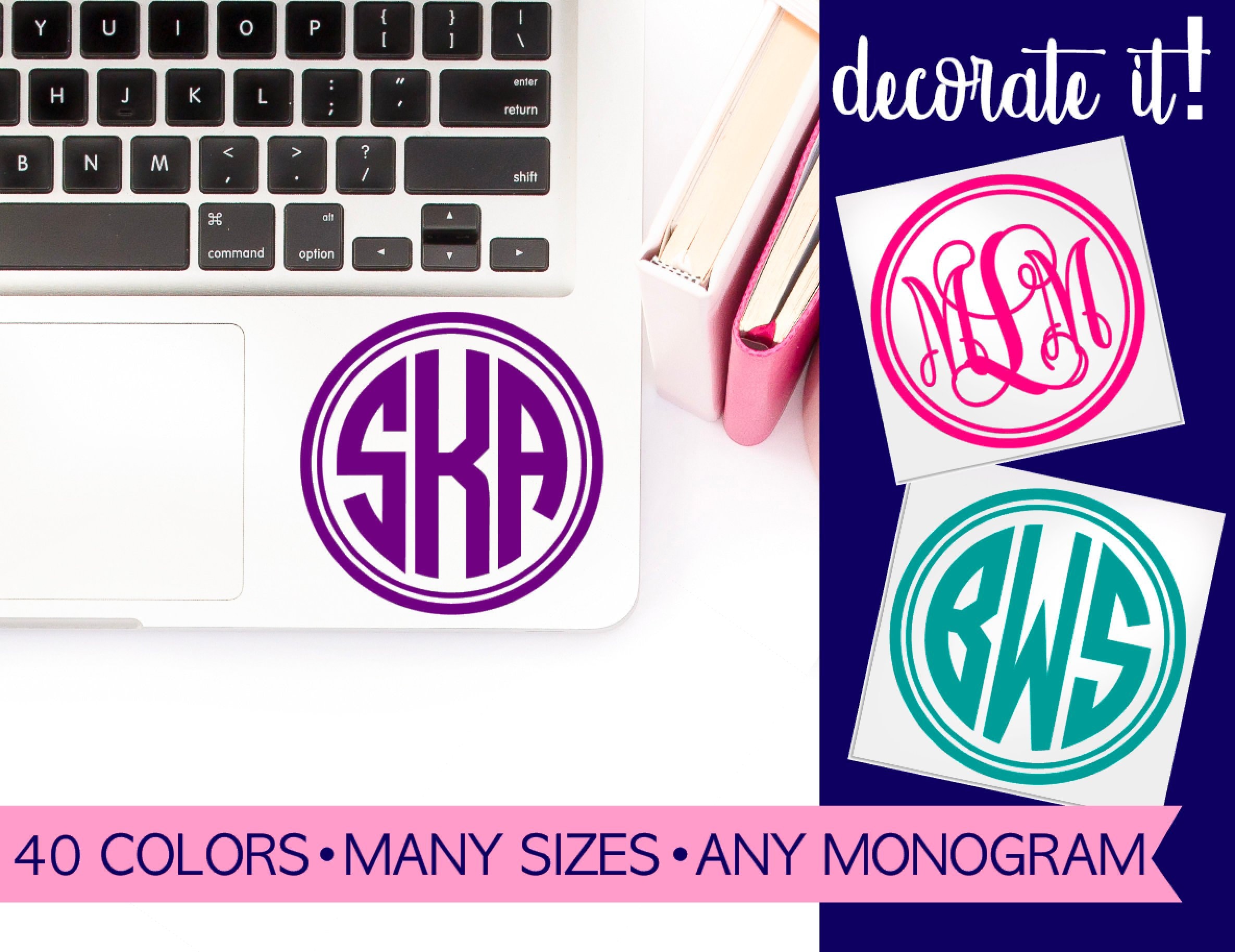 Monogram Sticker for Laptop | Laptop Decal | Laptop Sticker | Computer ...