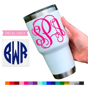 Personalized Monogram Vinyl Decal for Cup, Tumbler, Water Bottle or Travel Mug