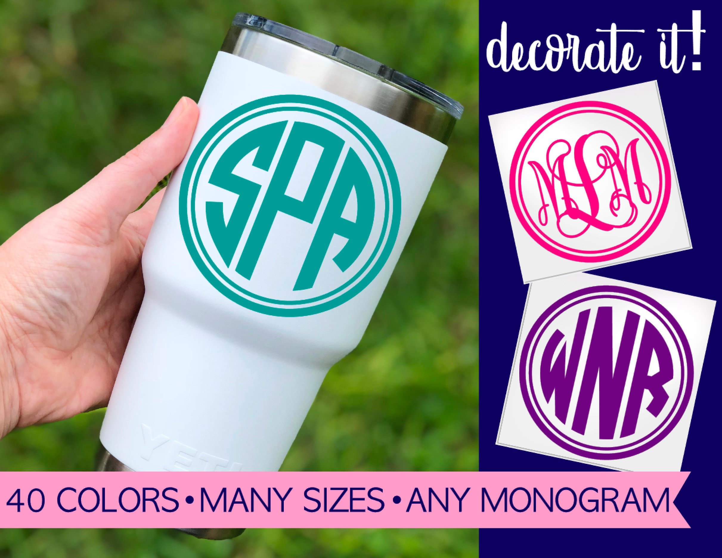Monogram Sticker for Yeti | Mongram Sticker for Cup | Monogram Sticker ...