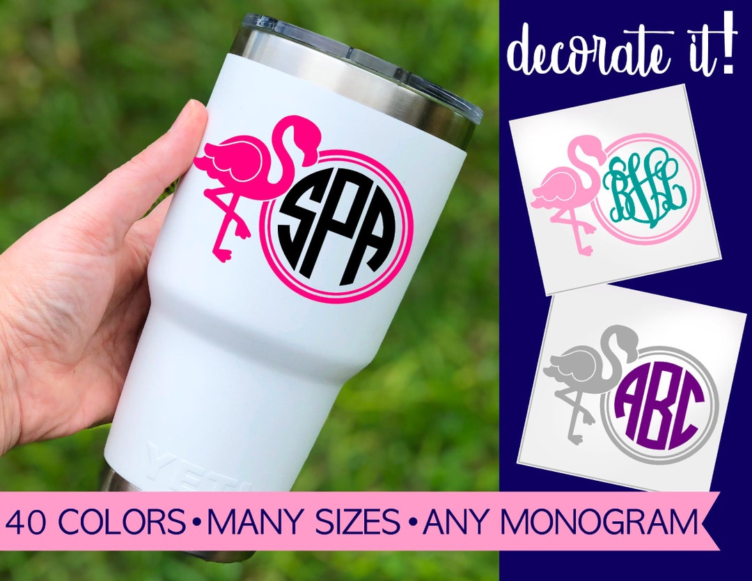 Flamingo Monogram Flamingo Yeti Decal Flamingo Sticker Etsy